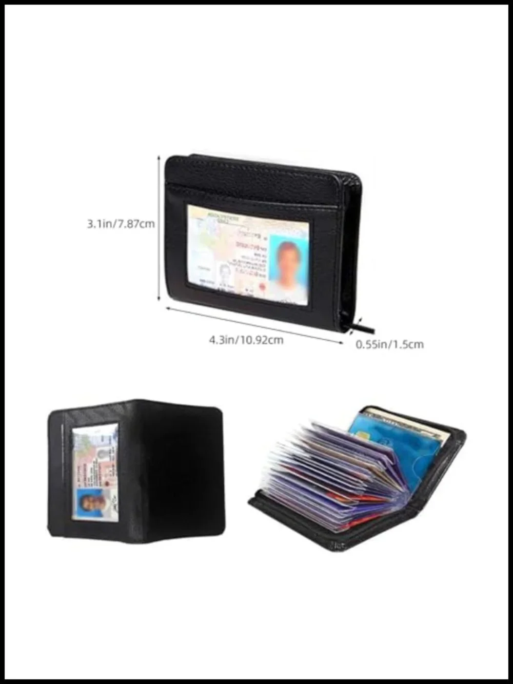 RFID Blocking Genuine Leather Zipper Wallet, 36 Card Slots Slim Organizer